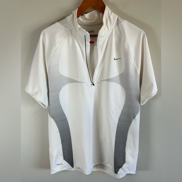 Nike Fit Dry Men’s L 1/4 Zip Pullover Short Sleeve Athletic Shirt Ribbed Nike+ - Picture 2 of 13